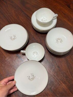 Noritake Japan 5772 Ardis Porcelain China Wares w/ Silver Trim 20 replacements